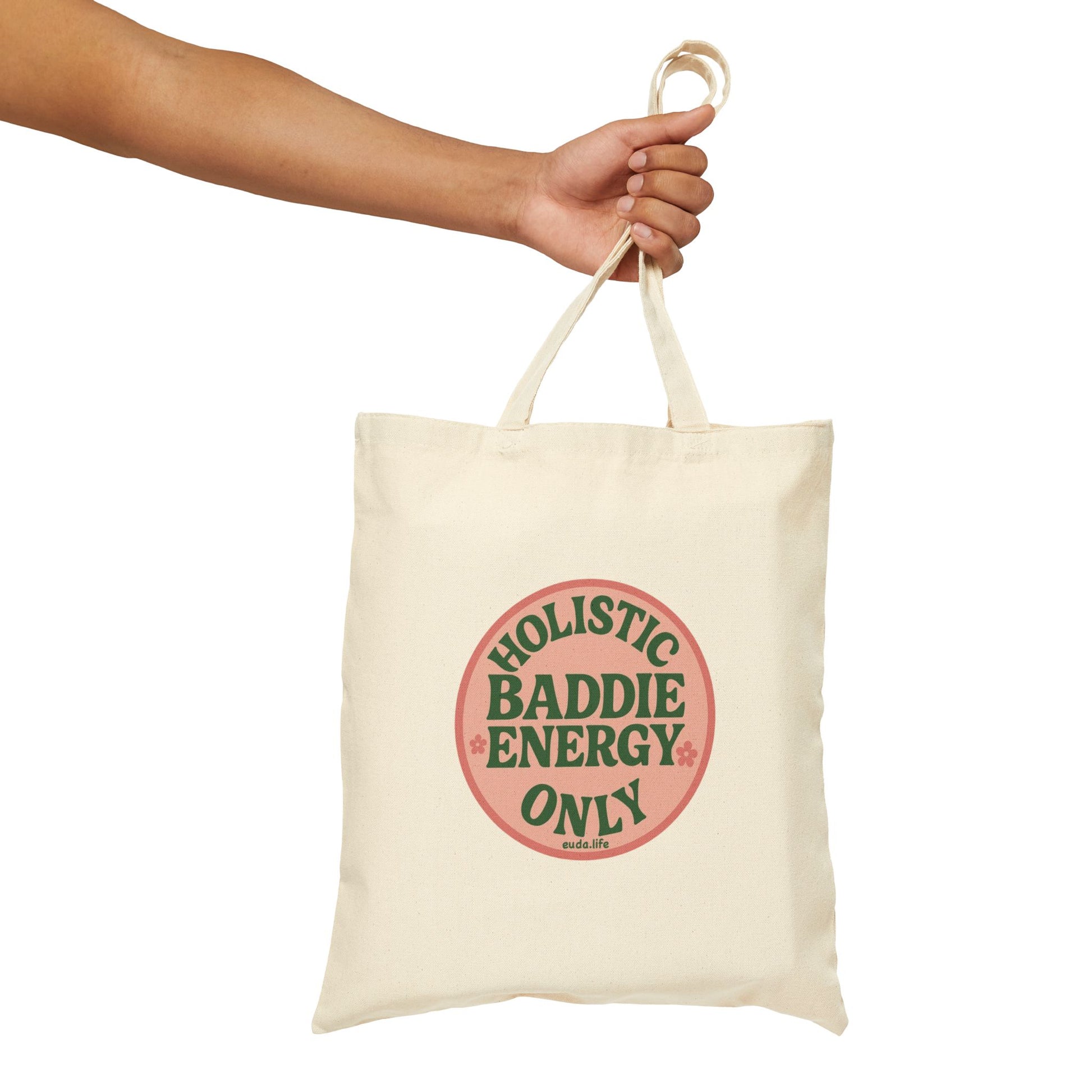 Holistic Baddie Energy Tote Bag | Eco-Friendly Cotton Carry-all for Good Vibes, Gift for Her, Everyday Shopping, Beach Day, Yoga, Travel