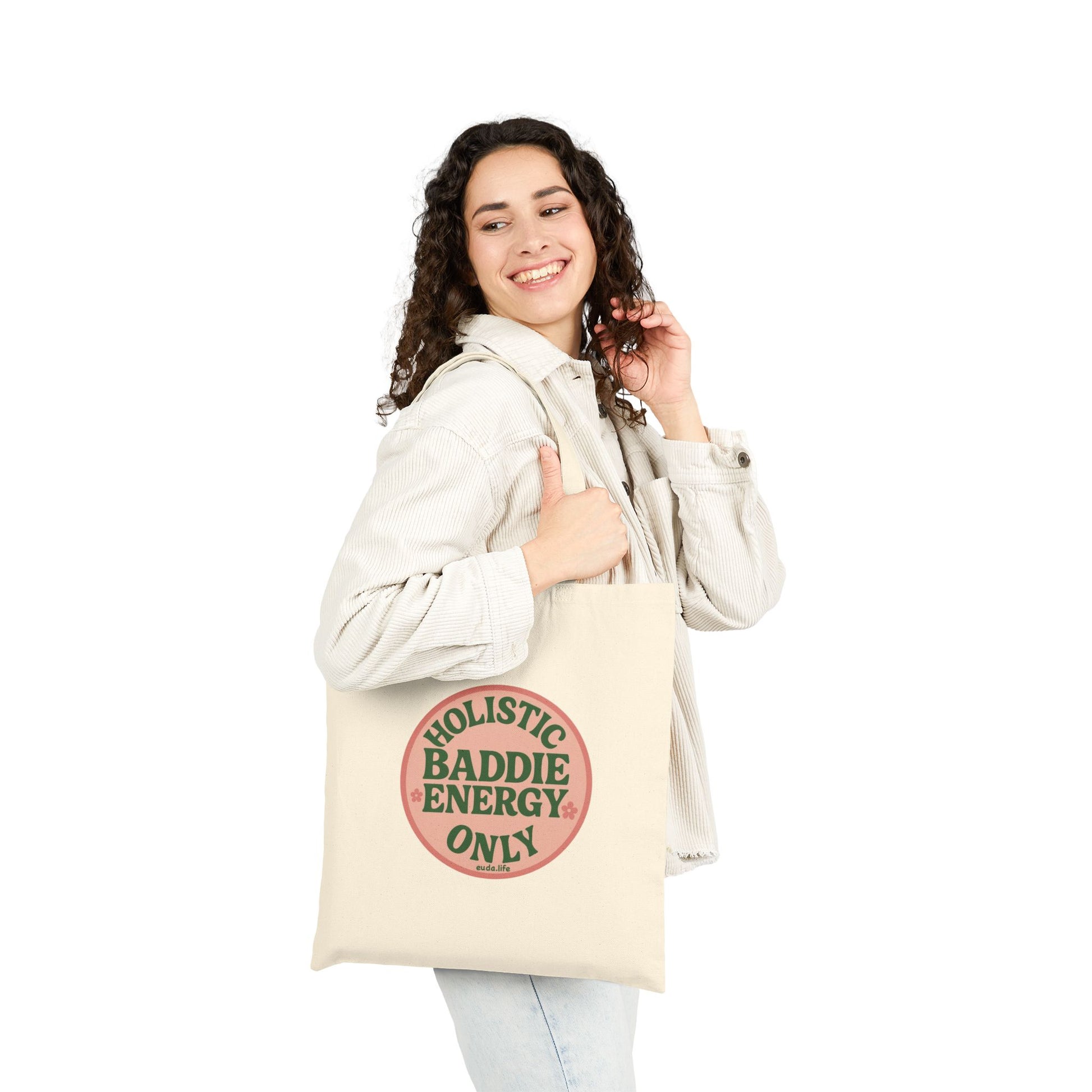 Holistic Baddie Energy Tote Bag | Eco-Friendly Cotton Carry-all for Good Vibes, Gift for Her, Everyday Shopping, Beach Day, Yoga, Travel