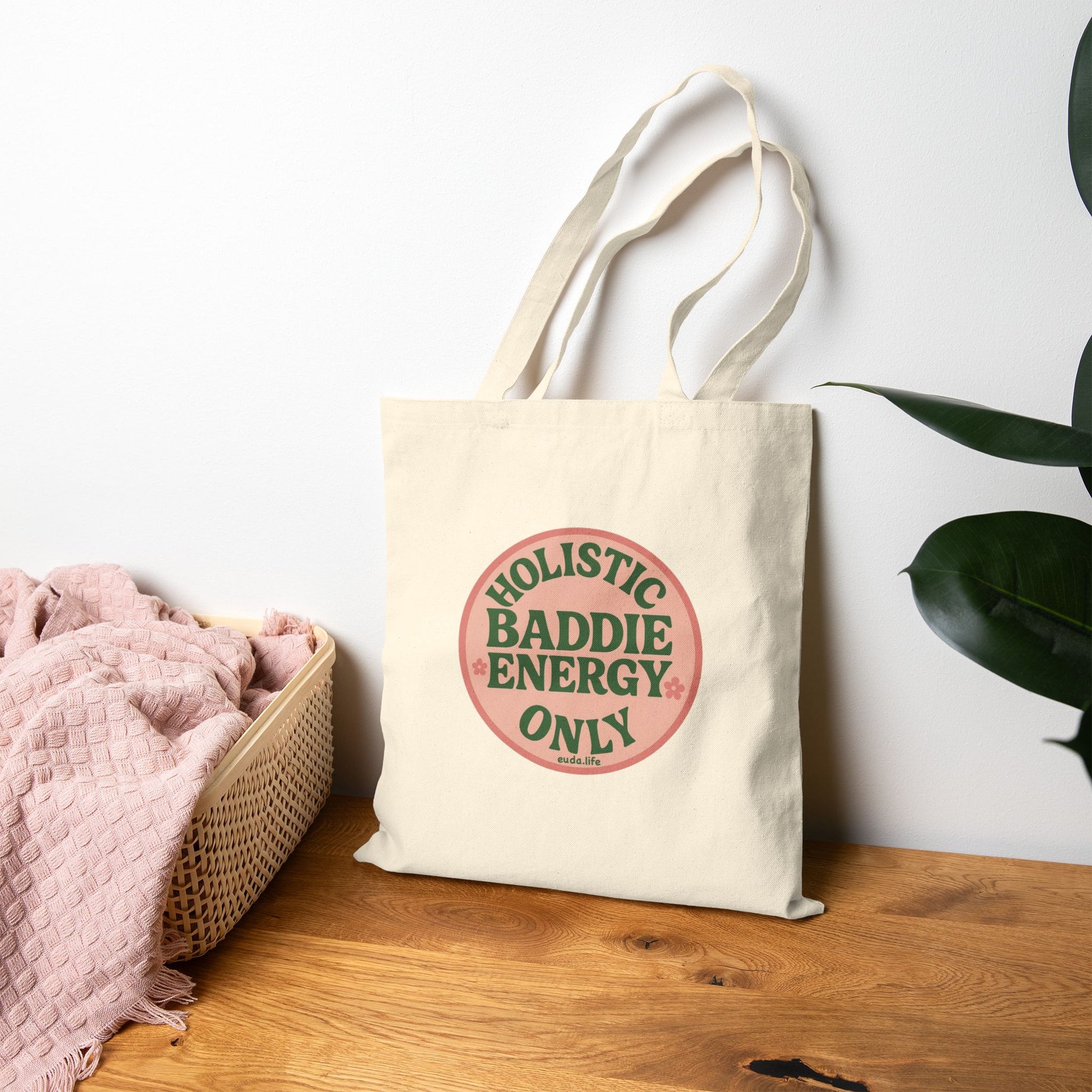 Holistic Baddie Energy Tote Bag | Eco-Friendly Cotton Carry-all for Good Vibes, Gift for Her, Everyday Shopping, Beach Day, Yoga, Travel
