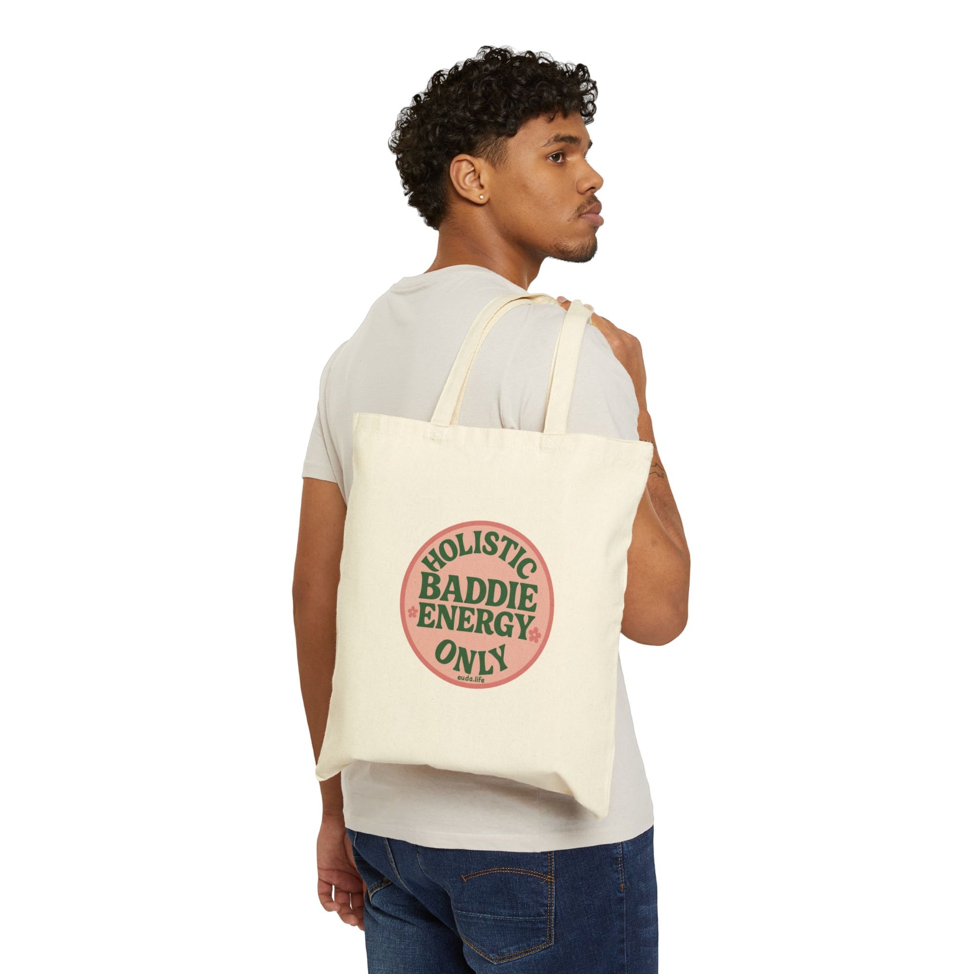 Holistic Baddie Energy Tote Bag | Eco-Friendly Cotton Carry-all for Good Vibes, Gift for Her, Everyday Shopping, Beach Day, Yoga, Travel