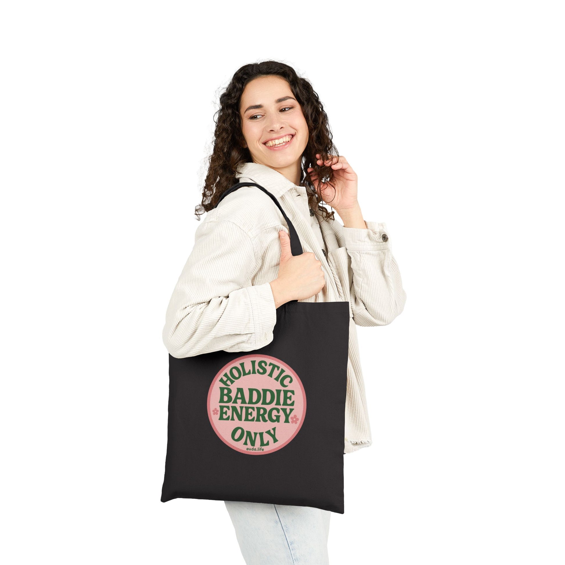 Holistic Baddie Energy Tote Bag | Eco-Friendly Cotton Carry-all for Good Vibes, Gift for Her, Everyday Shopping, Beach Day, Yoga, Travel