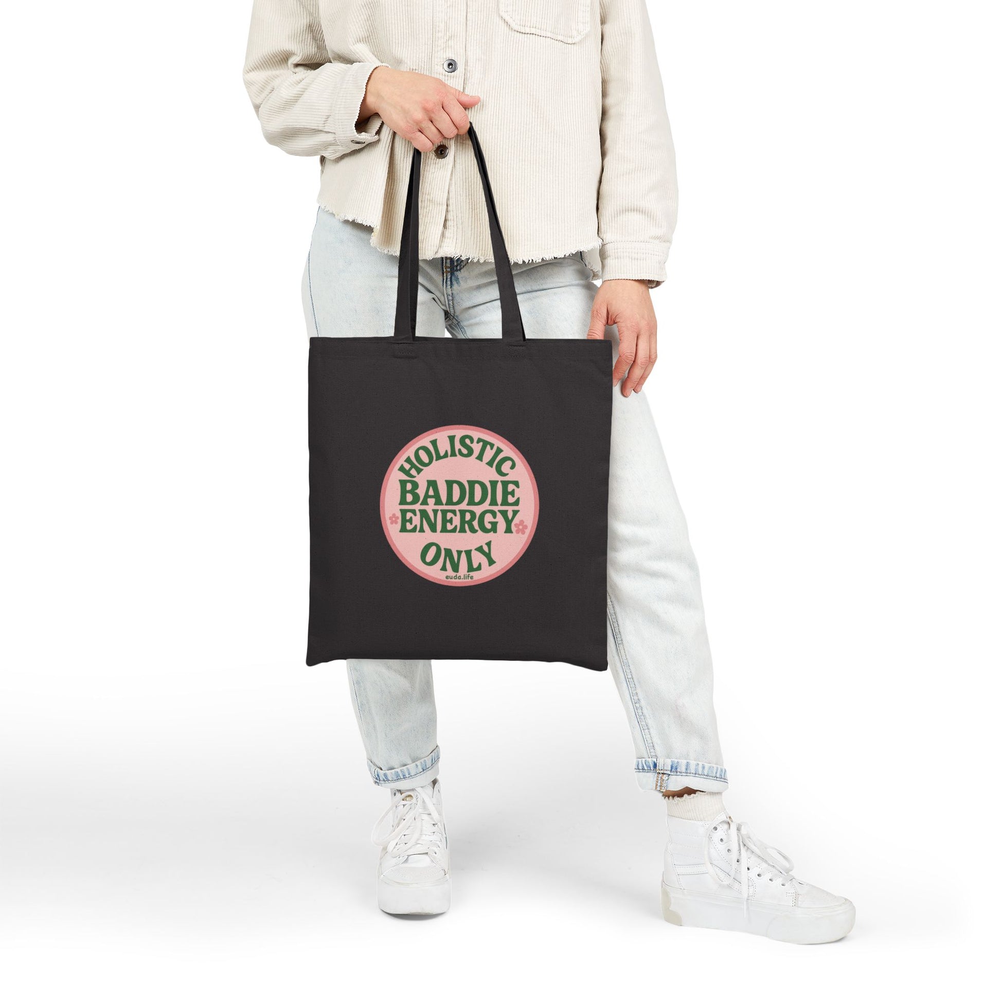 Holistic Baddie Energy Tote Bag | Eco-Friendly Cotton Carry-all for Good Vibes, Gift for Her, Everyday Shopping, Beach Day, Yoga, Travel