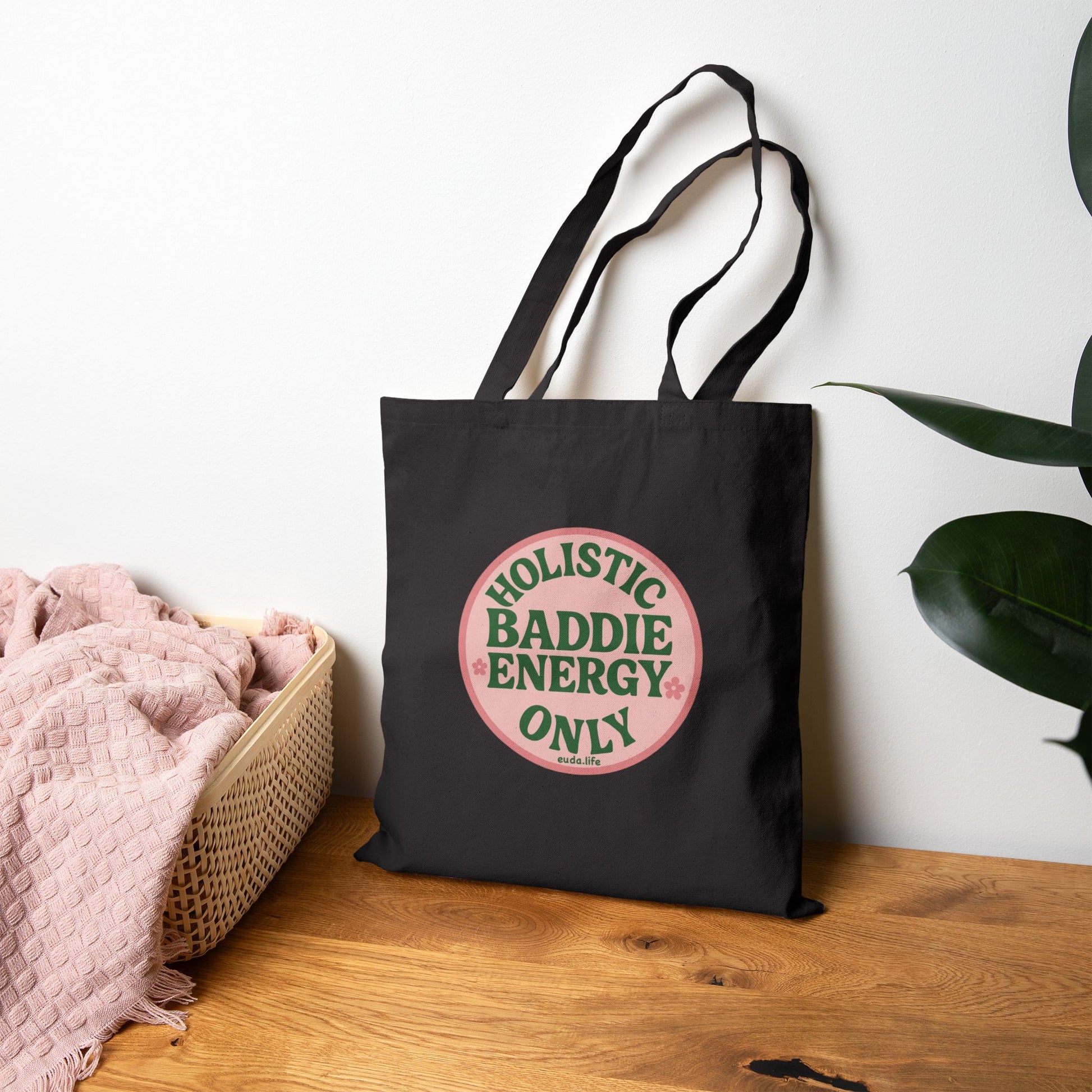 Holistic Baddie Energy Tote Bag | Eco-Friendly Cotton Carry-all for Good Vibes, Gift for Her, Everyday Shopping, Beach Day, Yoga, Travel